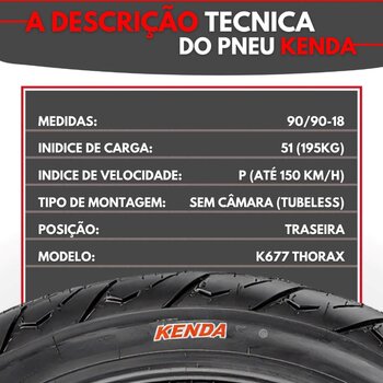 Pneu 90/90-18 Kenda Thorax 51p K677, Para Uso Com Câmara, Novo e Original