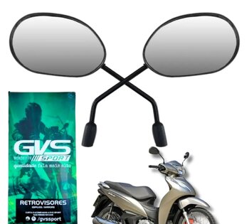 Retrovisor Nova Biz 125/2018 H . 09 Mm R. Inversa L. Prata Par Cód 4338